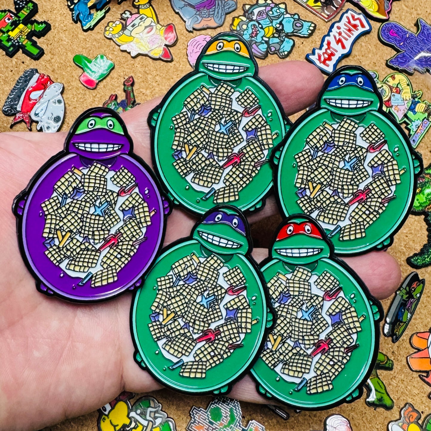 "Ninja Toitles Cereal Bowls" 2.5" Soft Enamel Pins
